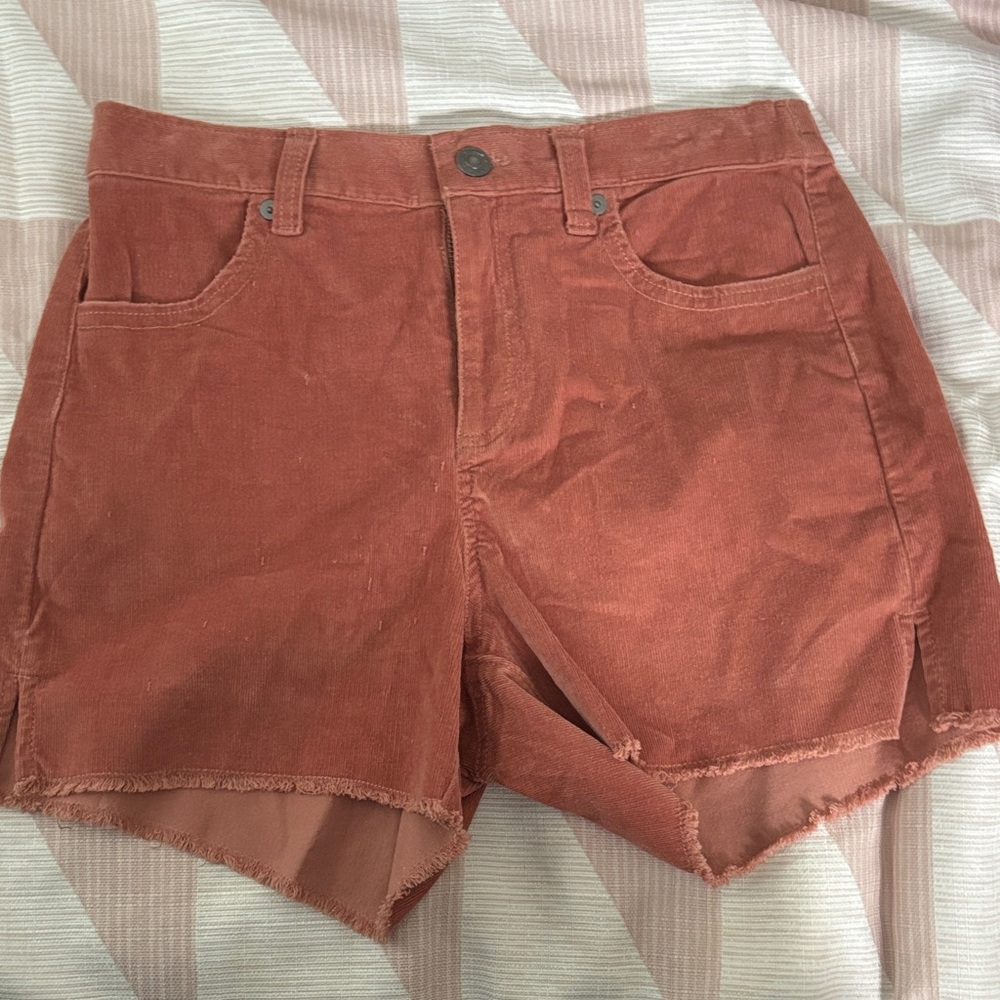 NWT aerie High-Rise Corduroy Shorts in Rust Orange